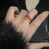 Retro Pierścień Płomienia Dla Mężczyzn Kobiet Punk Gotycki Rock Hiphop Regulowany Otwarty Pierścień Akcesoria Cosplay Portgas D Ace Kreatywny Cyrkon