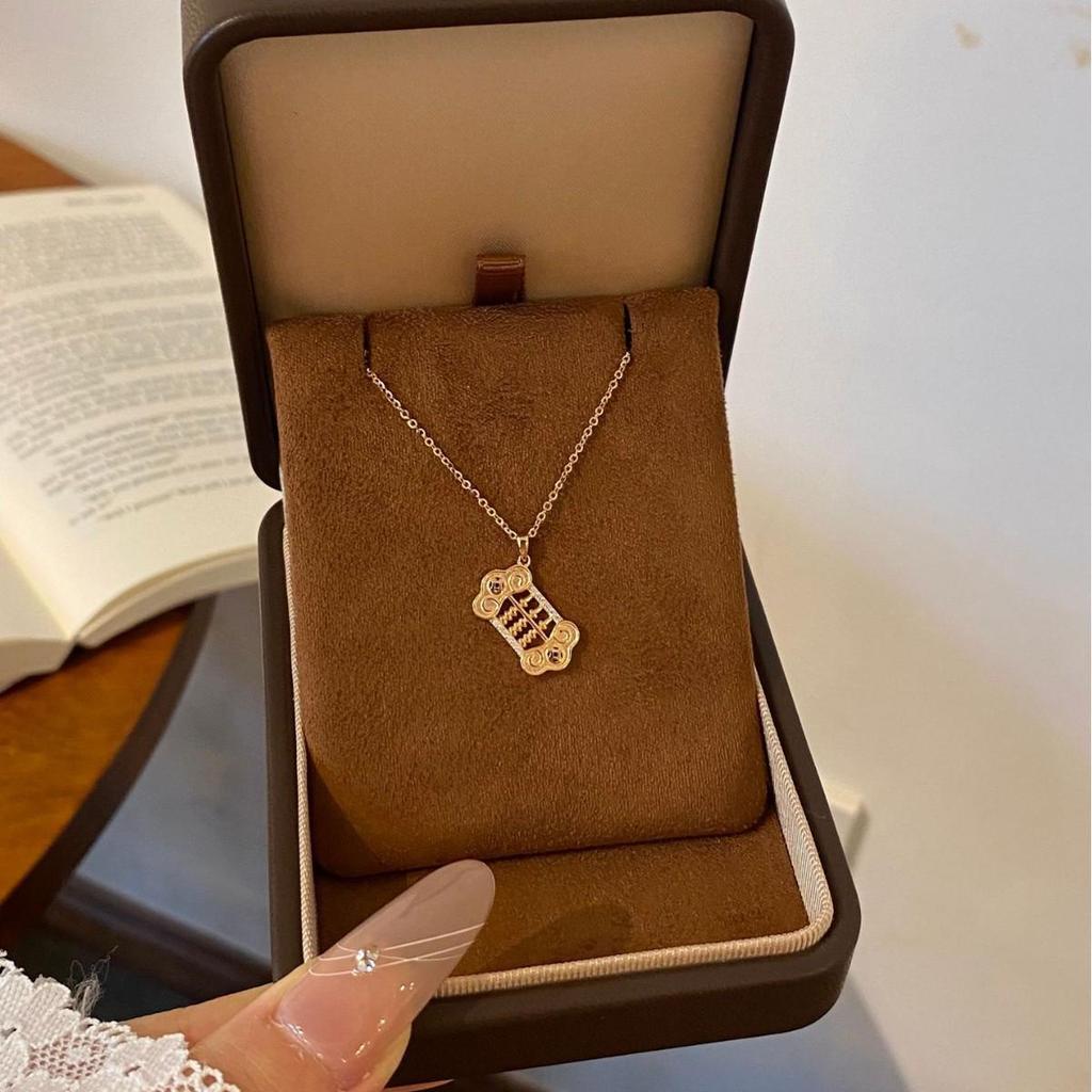 S925 Sterling Silver Abacus Necklace with Diamonds - Elegant, Simple, Fashionable Clavicle Chain