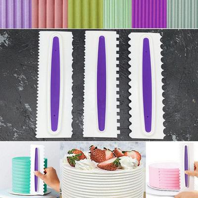 3 Pcs Plastic Baking Cream Comb Scraper Pastry Fondant Cake Boundary Decorating Tool
