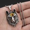 Retro Punk Wolf Totem Wolf Head Trendy Devil Eyes Men's Pendant Necklace