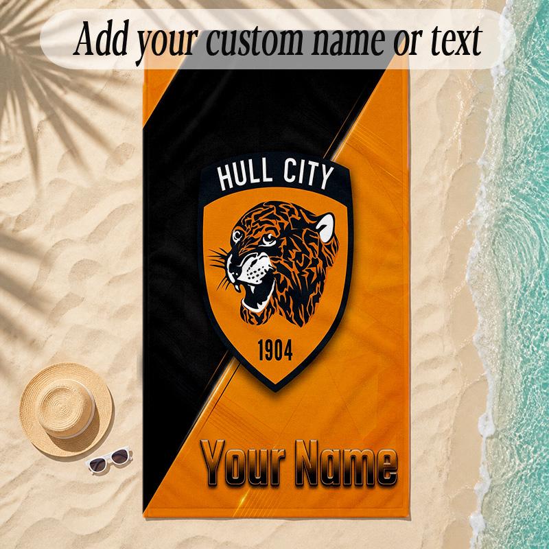 Beach TowelHull City Custom Name Text Personalized Soft Towel for Beach Pool Indoor Home Decor Gift