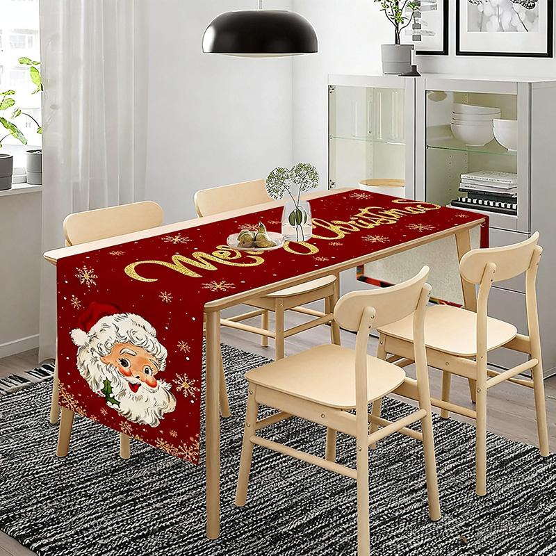 Merry Christmas Santa Claus Table Runner Christmas Decor for Home Winter Holiday Kitchen Dining Tablecloth Decor Navidad