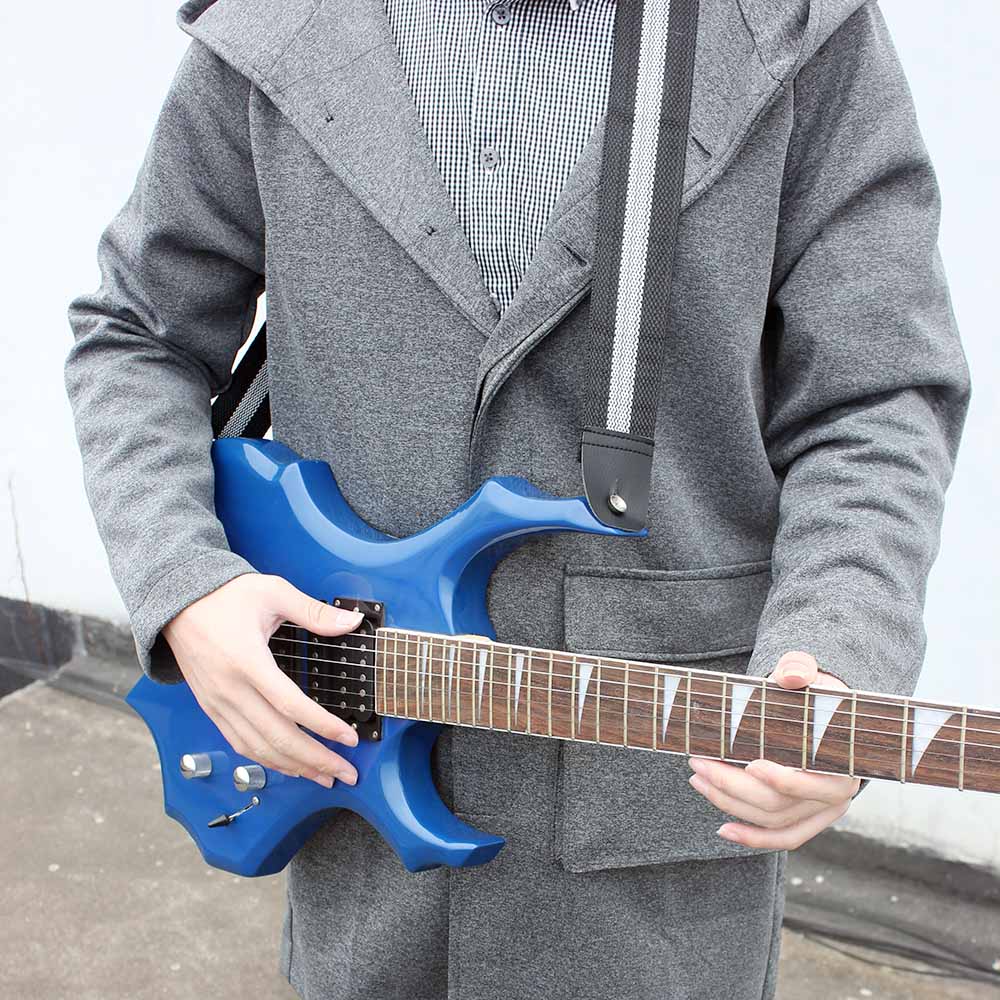 M MBAT GS-01 Striped Guitar Strap Adjustable Universal Guitar Strap Leather and Nylon Strap Guitar Parts and Accessories