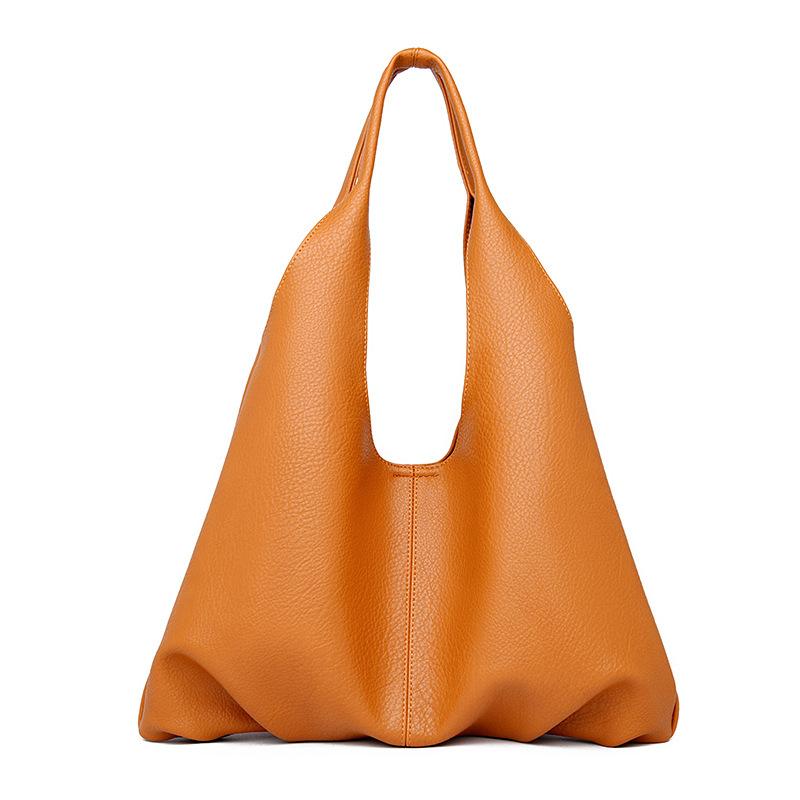 Lychee pattern Pu bag women s simple shoulder messenger bag large capacity soft leather underarm bag trend