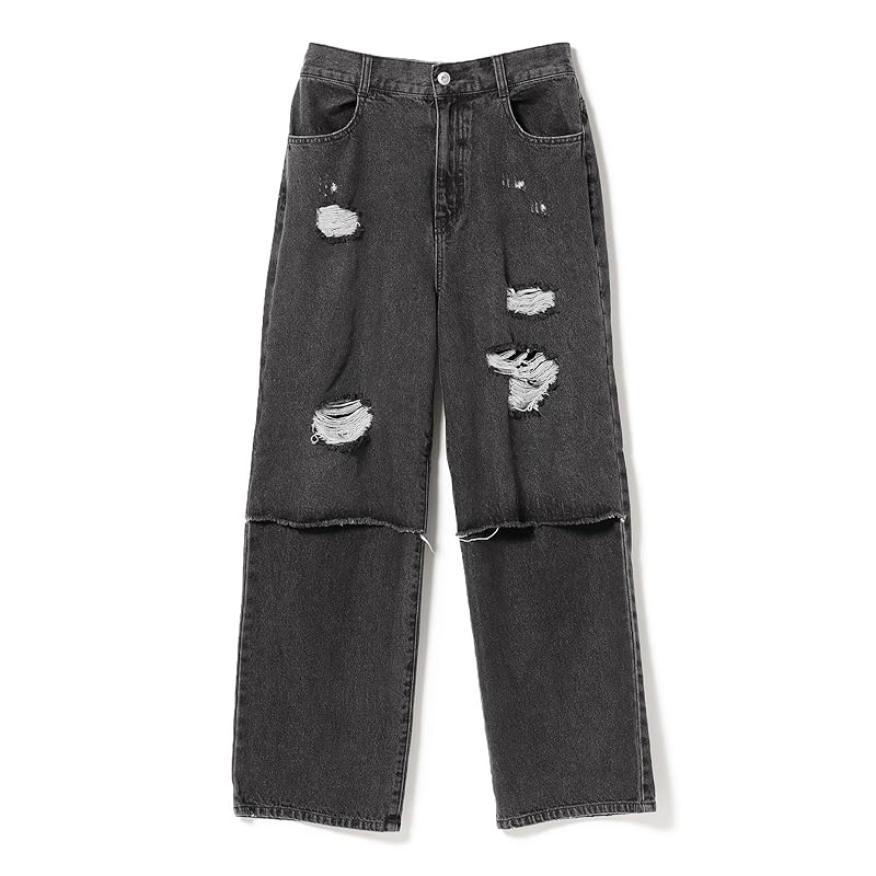 

[Ray Beams] jeans damage denim pants ladies BLACK 1