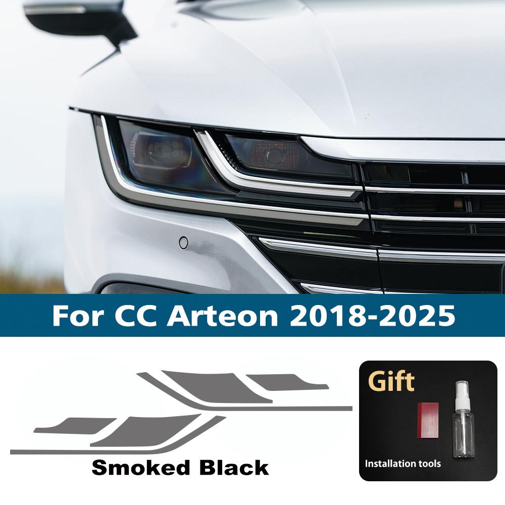 

Car Headlight Protective Film For Volkswagen CC Arteon 2018-2026 TPU PPF Smoke Black Pre Cut Anti-Scratch High-Gloss Vinyl Film For 18-25 SMK