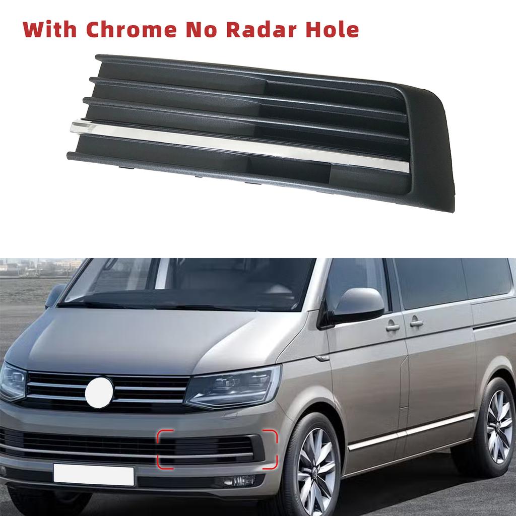 Car Front Fog Light Lamp Side Lower Grill Frame with Chrome Radar Hole for VW Transporter Multivan 2015 2016 2017 2018 2019