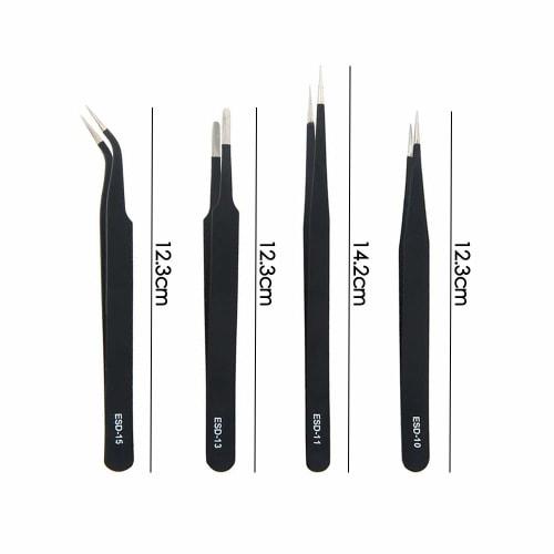 YFFSFDC Plastic Model Tool Precision Tweezers, 4 Types, Suitable for Plastic Models, DIY, Crafts, Nails, Electronics, and More
