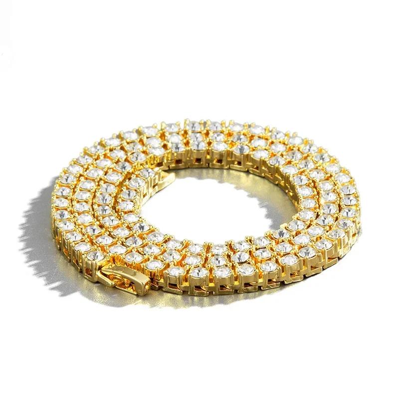 

Ожерелье Позолоченное Круглое Огранка Кубическим Цирконием Стразы Цепочка Теннисная Iced Out Браслет Мода Хип-Хоп Чокер Ювелирные Изделия 16inch(40cm) золотой