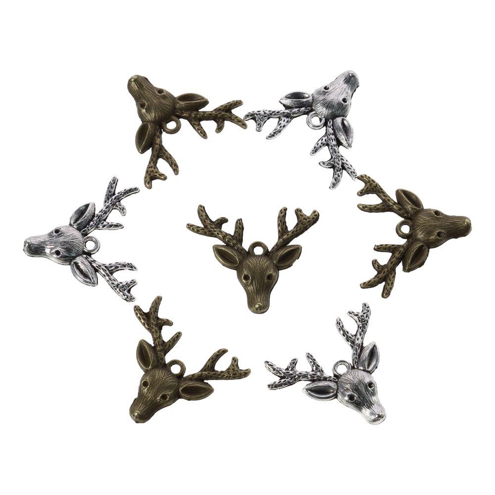 40pcs Alloy Deer Head Charms Pendant Deer Head Animal Deer Head Charms for DIY Crafts