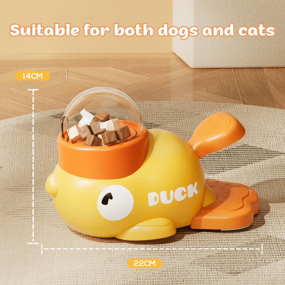 A Yellow Duck-Shaped Interactive Puzzle Toy for Cats And Dogs That Dispenses Treats, Without Battery Yellow