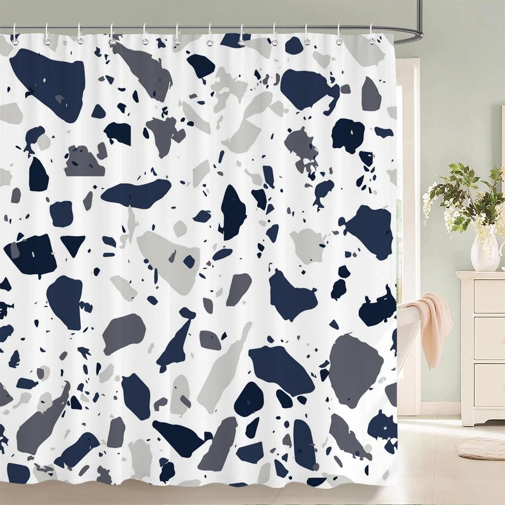 Modern Simple Mosaic Shower Curtain Waterproof Bath Curtains with 12 Hooks for Bathroom Home Decoration Polyester Fabric Screen