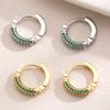 Personality Hip Hop Micro-inlay Green 5A Zircon Hoop Earrings for Men Women High-quality Stainless Steel Jewelry Accessory Gifts