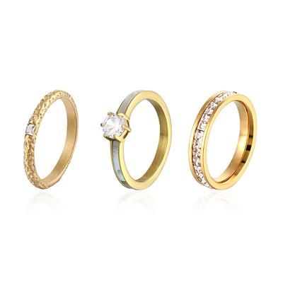 Single Row Diamond-encrusted Titanium Steel Ring Women's Japanese and Korean Ins Style Ring Simple Ring.