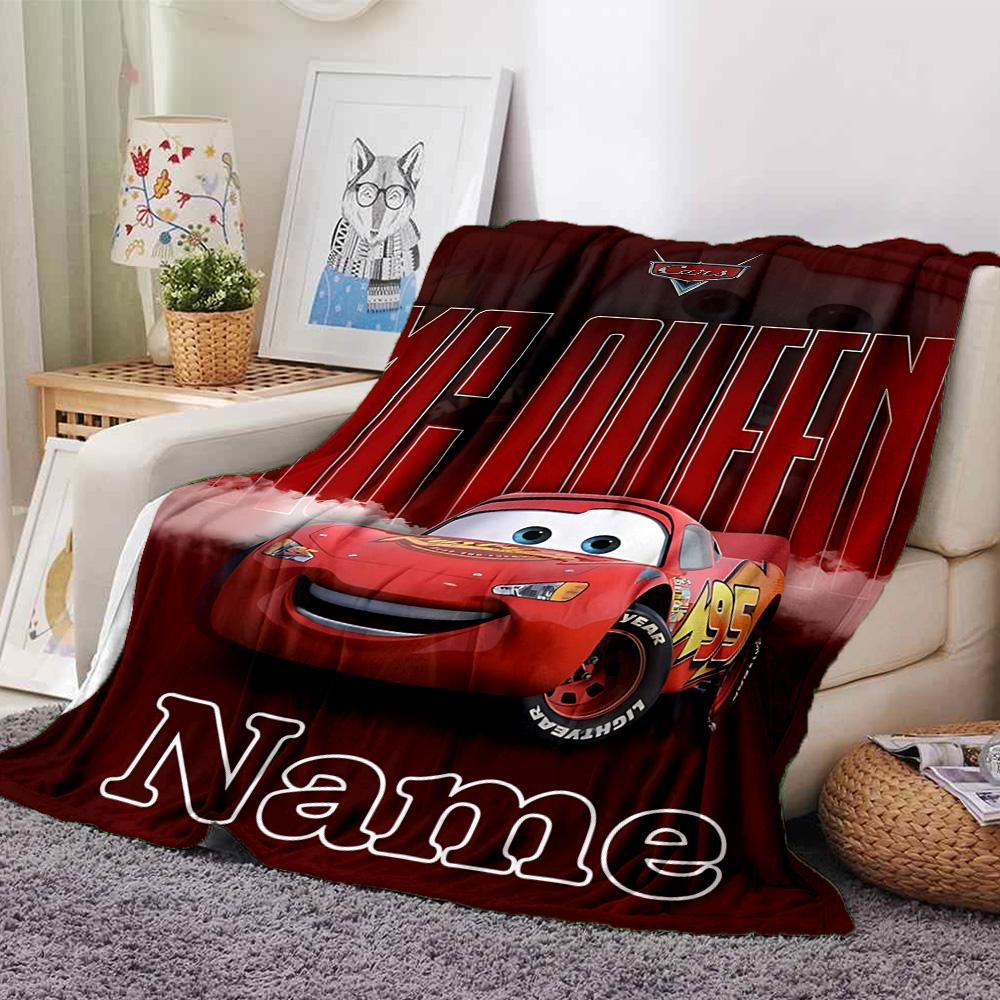 Custom Name Mcqueen Adventure Flannel Blanket for Super Soft Cute Comfort Blanket for Travel Bedding Couch Sofa Blanket