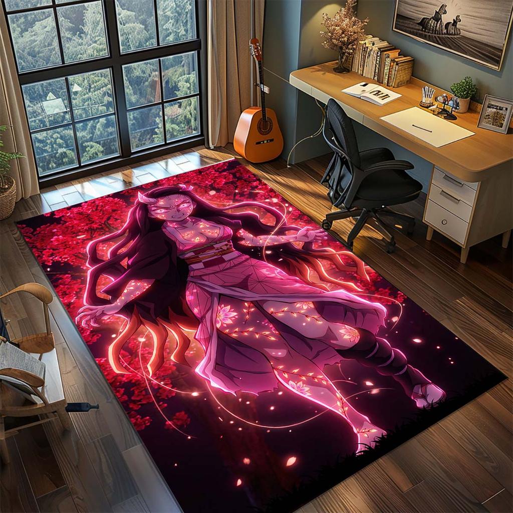 Demon Slayer Anime Rug Carpet Large Area Rug Non Slip Washable Floor Mat Gamer Room Bedroom Home Decor -QJY