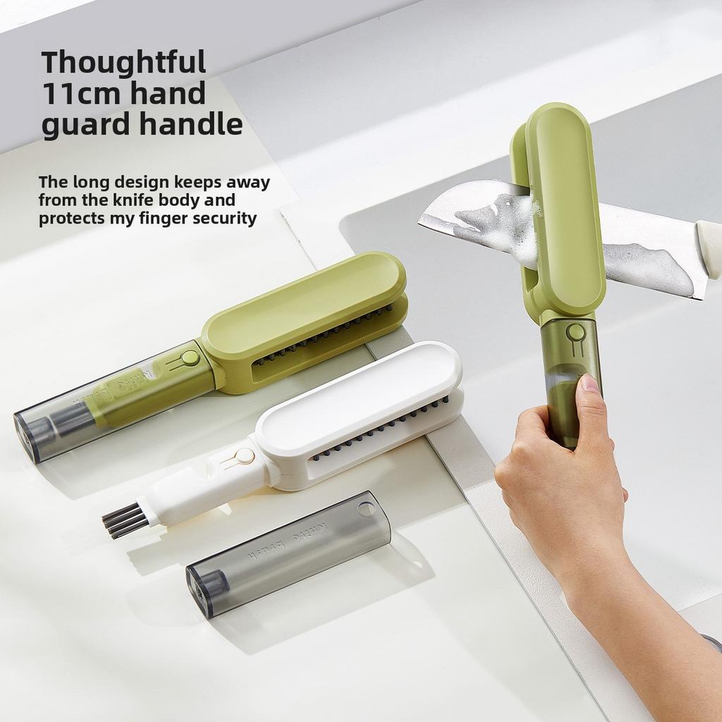 4-in-1 Kitchen Cleaning Brush Multi-Function Dishware Cleaner with ABS, Ceramic, Magnet, PET, and Nylon