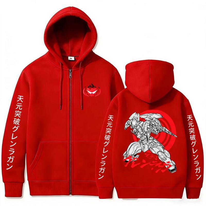 Anime Tengen Toppa Gurren Lagann Mikina na zip Pánské Dámské Oblečení Manga Oversized Mikina na zip Pánská Cosplay Bunda na zip
