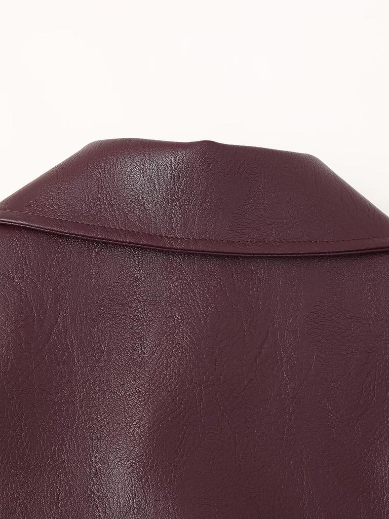 Veste en cuir à revers et manches longues pour femme européenne et américaine, mode de rue automne/hiver