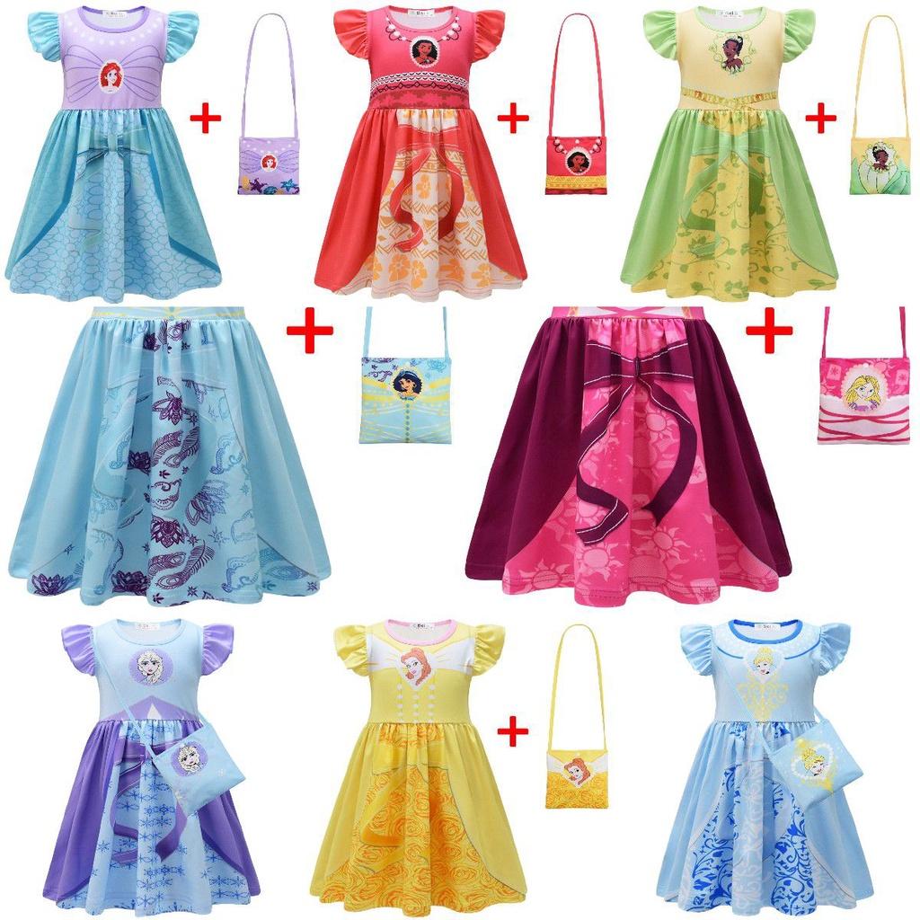 Disney Princess Dress Belle Ariel Elsa Cosplay Bag Halloween Party Costume