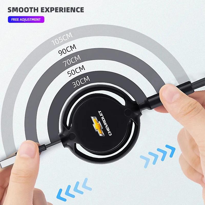 USB Type-C Fast Charging Cable 3in1 Telescopic Charger for Chevrolet Silverado Impala Malibu Equinox Cruze Camaro Blazer Aveo