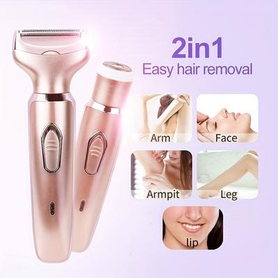 Épilateur électrique 2 en 1 pour épilation du corps, poils axillaires, bikini, jambes, poils du visage, rasoir féminin indolore, tondeuse