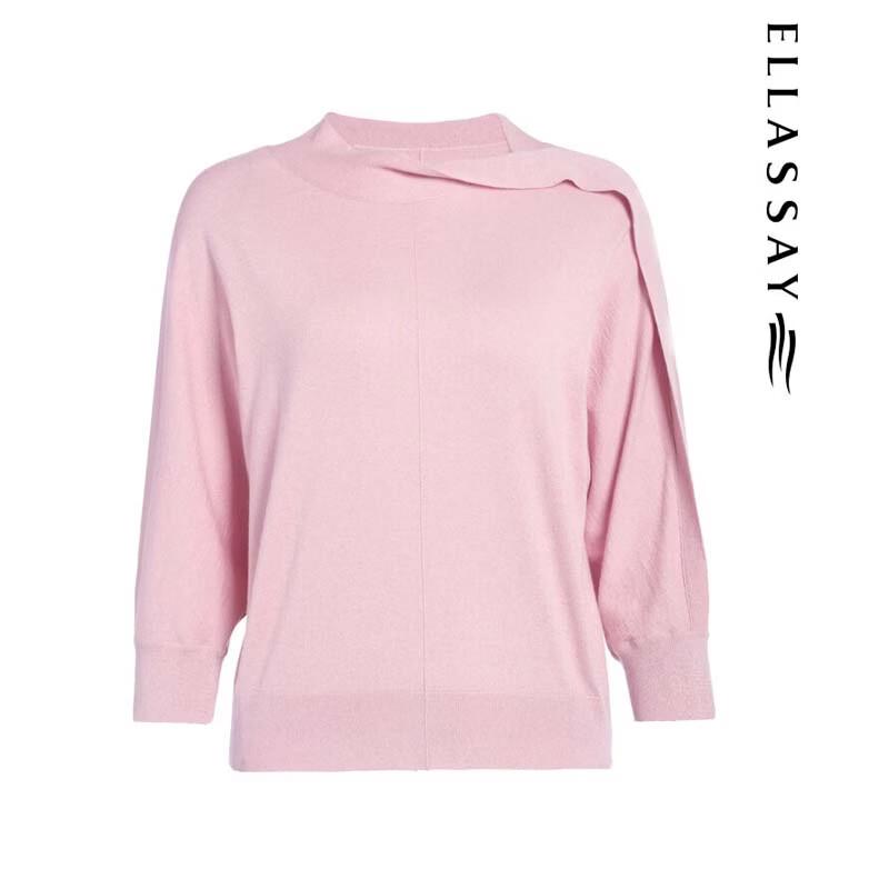 ELLASSAY Asymmetric Petal Sleeve Knit Top