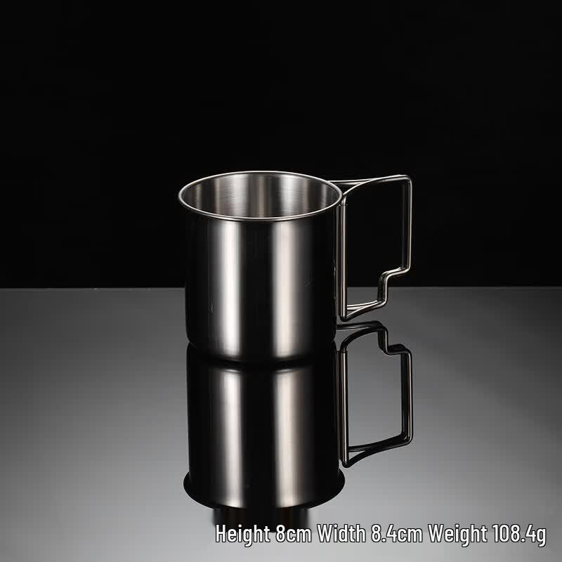 

Qianxing 304 Stainless Steel Retro Camping Mug with Foldable Handle