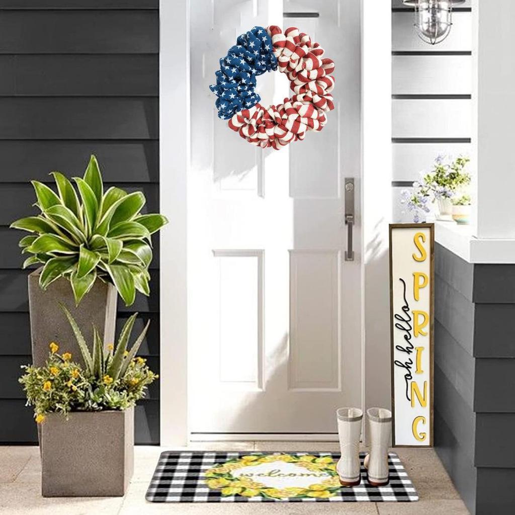 Red White Blue Burlap Wreath for July 4th and Memorial Day