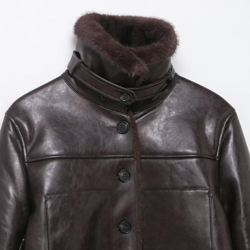 Giacca invernale alla moda, stile europeo e americano, retrò, in pelliccia sintetica double-face