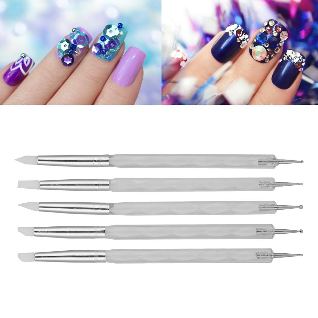 5pcs Nail Art Dotting Pen Dual Ended Nail Painting Pen Carving Pen with Acrylic Handle