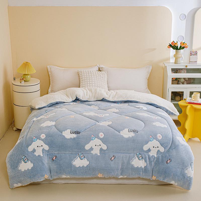 

Зимнее одеяло из улучшенного снежного бархата 2025 года: Толстое, Качественное Одеяло для Мамы и Малыша - Постельное Белье для Студентов Класса А 110x150cm 2 Catty Children s Quilt