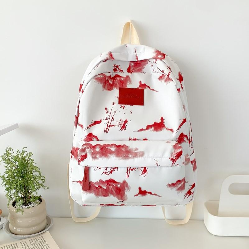 

Рюкзак в китайском стиле с принтом тушью, женский рюкзак для путешествий для студентки колледжа, легкий повседневный рюкзак для ученицы средней школы .