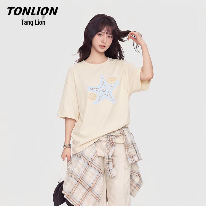 

TonLion Women s 200g Heavy Cotton Loose Fit T-Shirt L