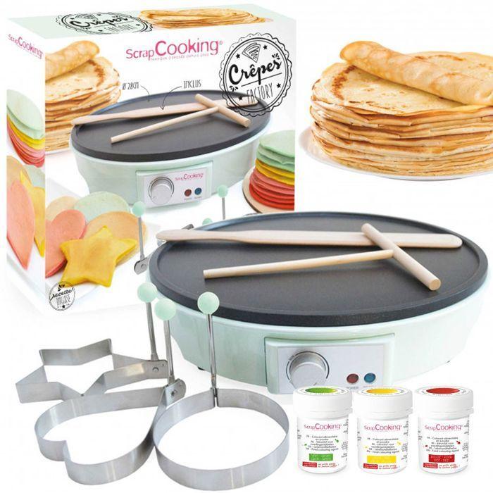 Crepe factory et 3 colorants alimentaires - jaune vert rouge