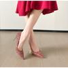 Fashion 2025Fine Heel Glass Shoes Spring New Pointy Head Shallow Mouth Glitter Set Foot Non-slip Wear Not Tired Foot Single Shoes
