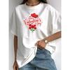 European Size Short-Sleeved Women'S T-Shirt Available In Five Colors. Featuring a Classic Design of Red Roses And Hearts