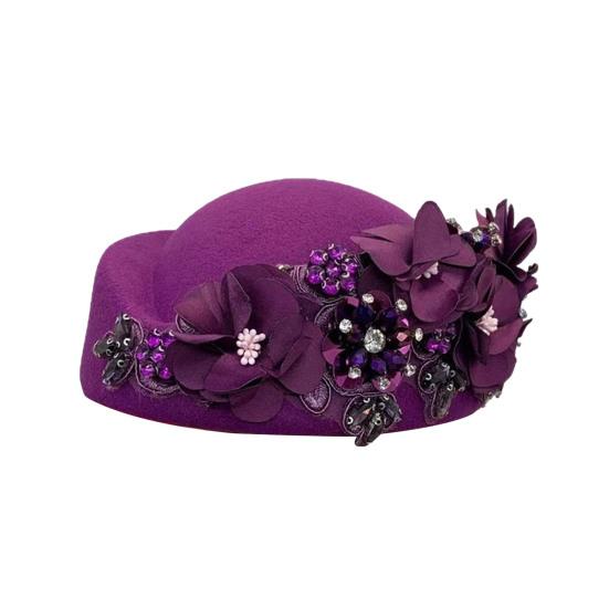 Teselskaphatt for kvinner jenter stoffblomst fascinatorhatt vintage cocktailparty pillbox-hatt rollespill bowler party-tilbehør