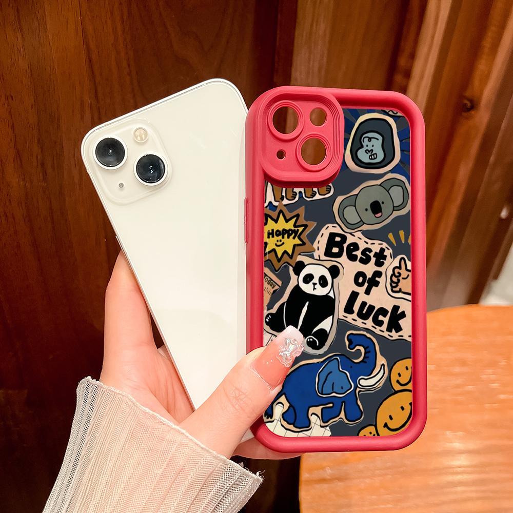 Pentru iPhone 16 15 14 13 12 11 Pro Max XS Max XR X SE 8 7 autocolant din silicon moale cu animale din junglă, lentilă completă, husă de protecție pentru telefon