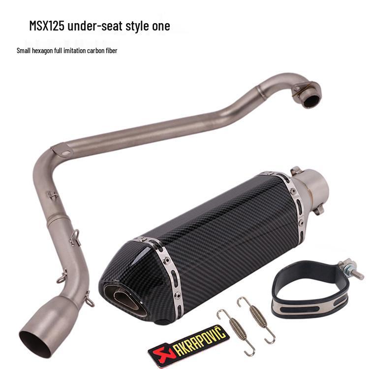 Silver Steel Dual Tail Exhaust for Monkey 125 MSX125 Horizontal Cylinder