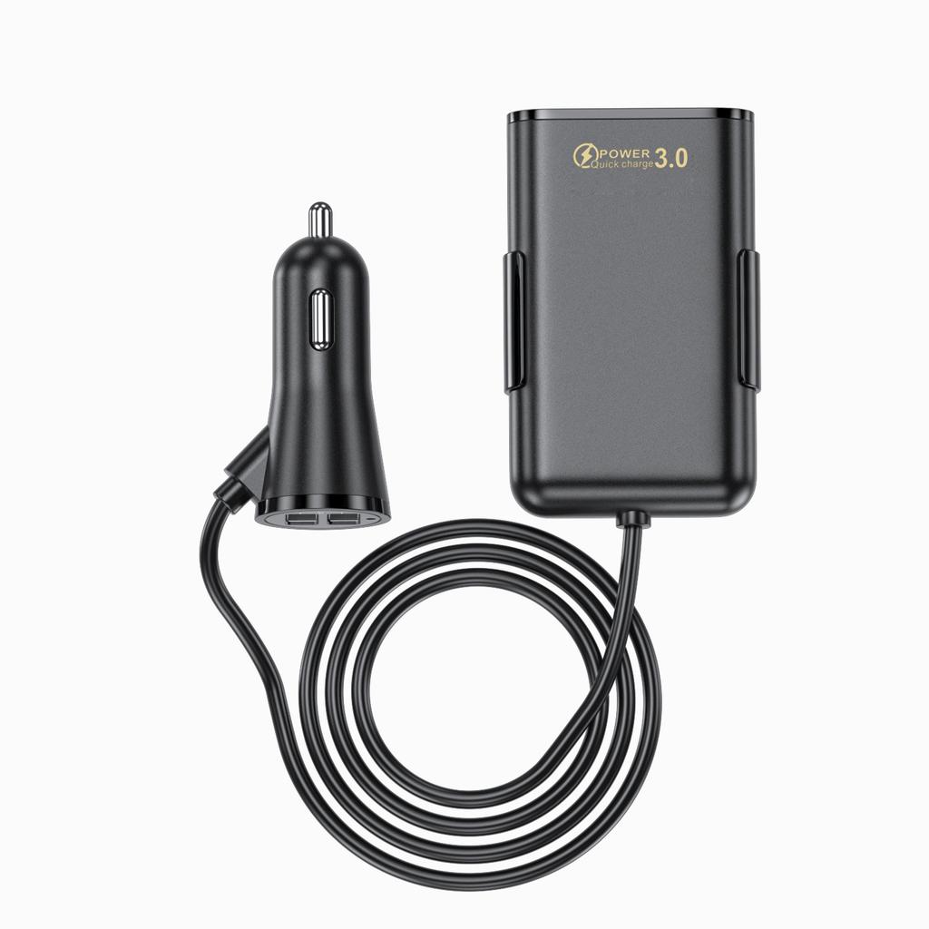 36W USB Car Charger Fast Charging One To Four Rear Seat Car Charge QC3.0 for IPhone Xiaomi 13 Samsung Huawei Car Phone Adapter