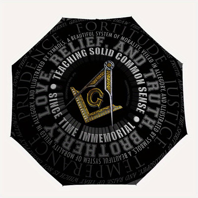 Masonic Square and Compasses Umbrella, Portable 3-Fold Umbrella for Men & Women,Ha