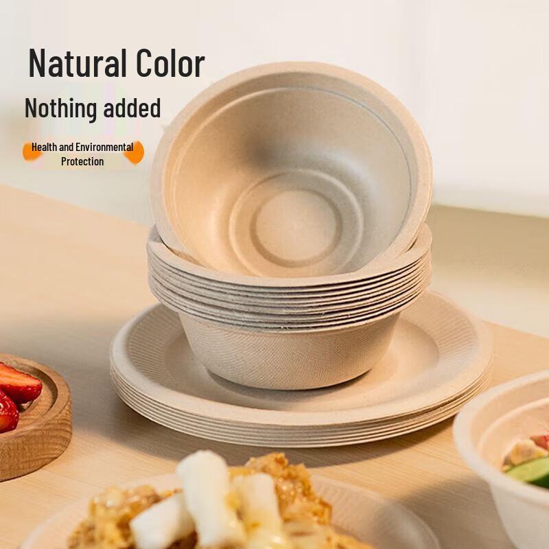 Xingfang 220ml Biologisch abbaubare Schalen aus Zuckerrohrzellstoff, 50 Stück