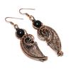 Black Onyx Handmade Gemstone Earrings, 999 Copper Wire Wrapped Earrings Antique Jewelry, For Engagement Gift