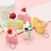 Realistic Triangle Cake Key Ring With Fruit Toppings Cute Food Shape Charm for School Bag Decor Student Birthday Gifts