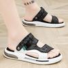 Fashion 2025 Mens Dual Strap Sandals 2 Color Summer Slide Shoes Non Slip Beach Sandals with Arch Support Quick Dry Design
