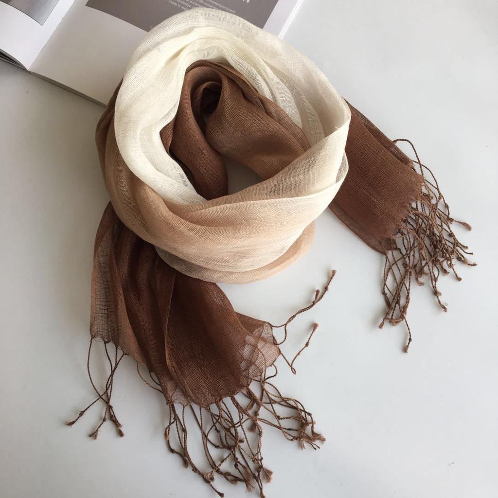 Silk Scarf Women'S Mulberry Silk Solid Color Versatile Summer Scarf Thin Sunscreen Outer Shawl Yarn Brown