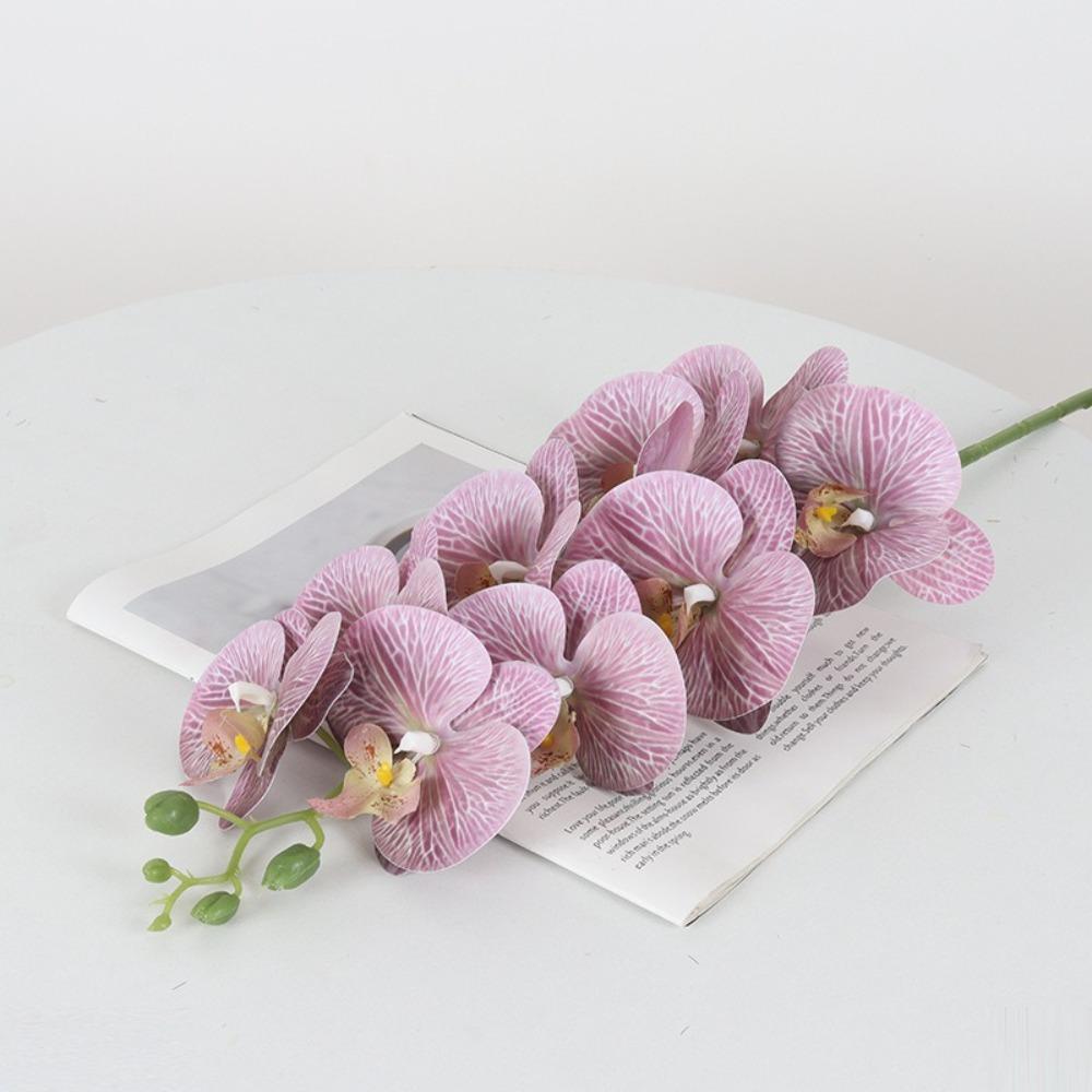 Ramură Artificială Phalaenopsis cu 9 Capete Imprimare 3D Orhidee Molie Falsă Acasă Grădină