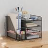 Office Desk Organizer: Vertical Folder Storage, Bookshelf, File Rack, and Pen Holder.