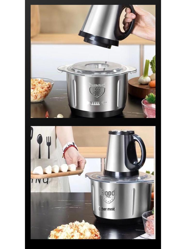 Compact Stainless Steel Meat Grinder and Blender with Dumpling Filling Feature